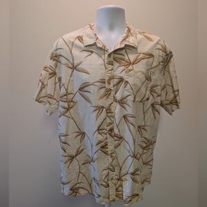 Men's Beige Leaf Print Shirt